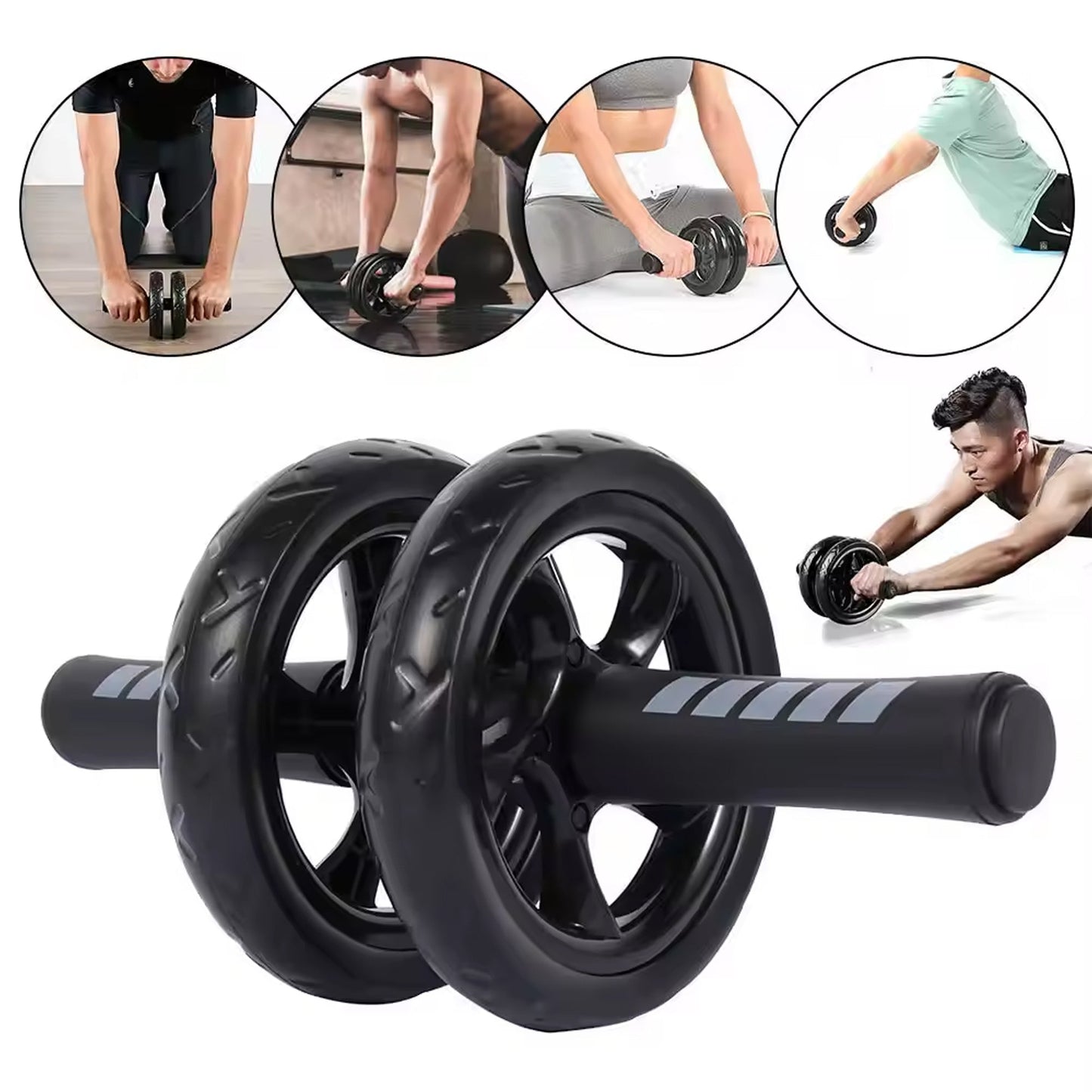 Double‑Wheel Ab Roller & Mat with Non‑Slip Foam Handles & Extra‑Thick Knee Pad – Dual‑Wheel Core Strength Trainer for Home Gym Workouts