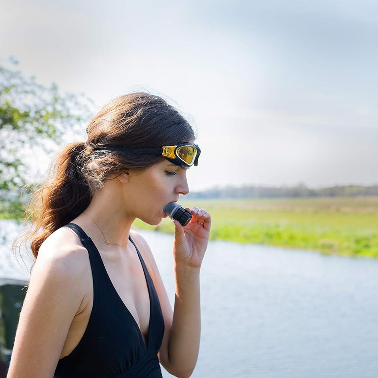 Portable Breath Trainer Lung Exerciser – Adjustable Neoprene-Coated Respiratory Therapy Device for Stamina & Lung Capacity – Compact Home Fitness Respiratory Aid