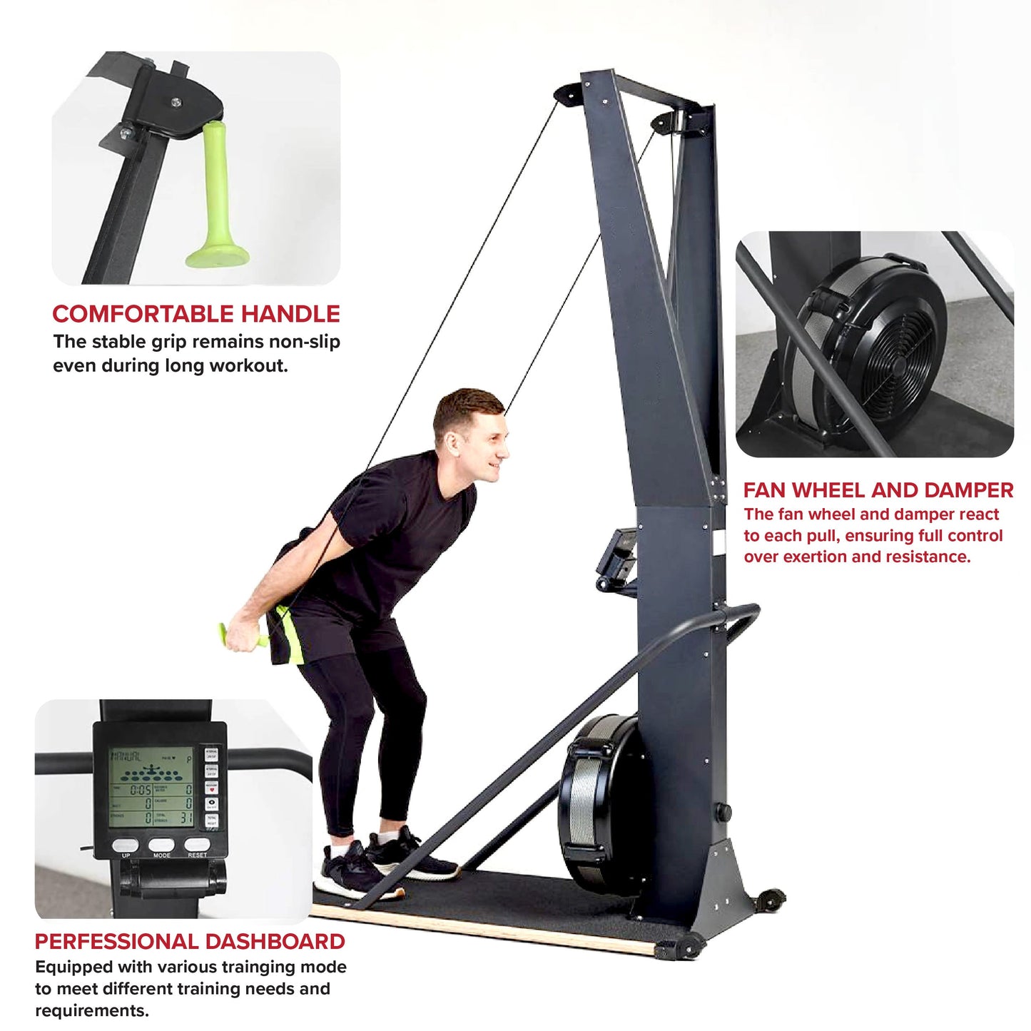 Indoor Ski Cross Trainer – Aluminum Frame Low‑Impact Machine with LED Display, Adjustable Resistance, Full‑Body Cardio & Strength Training for Home Gym