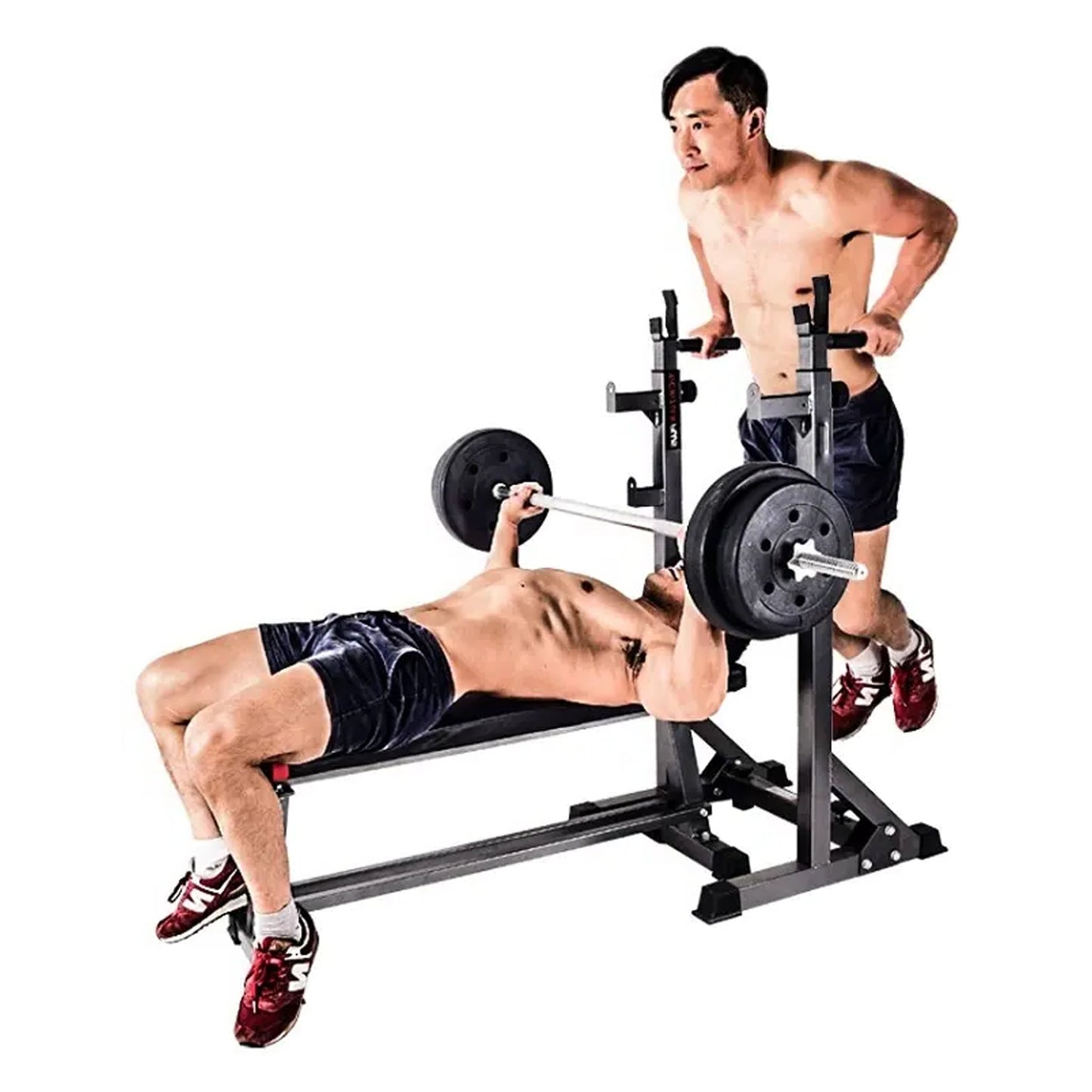 Heavy‑Duty Half Squat Rack – Adjustable Height & Width with Dip Station & Spotter Arms, 200 kg Load for Home Gym Strength Training