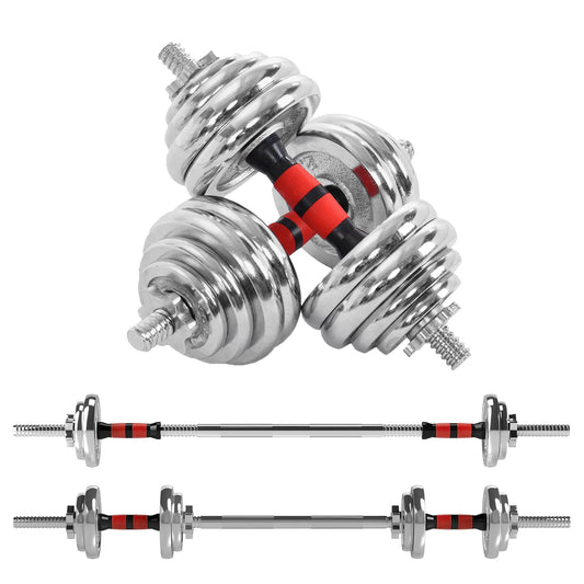 20kg Adjustable Dumbbell & Barbell Set – Cast Iron 2-in-1 Weights for Home Training