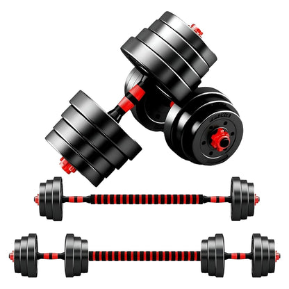 Adjustable Dumbbells & Barbell Set | Vinyl‑Coated 20–30 kg Strength Kit | 2‑in‑1 Combo for Home Gym Training