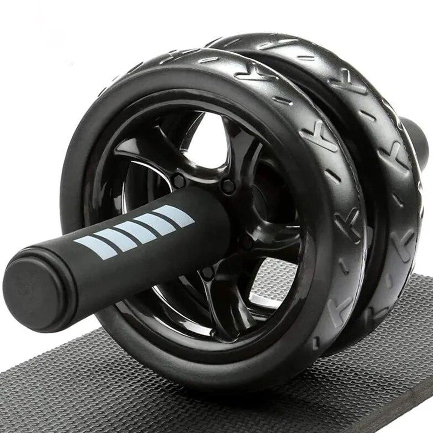 Double‑Wheel Ab Roller & Mat with Non‑Slip Foam Handles & Extra‑Thick Knee Pad – Dual‑Wheel Core Strength Trainer for Home Gym Workouts