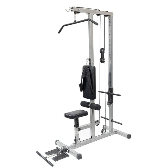 Adjustable High–Low Pulley Lat  Pulldown Machine with Padded Seat – Heavy‑Duty Cable Station for Home Gym