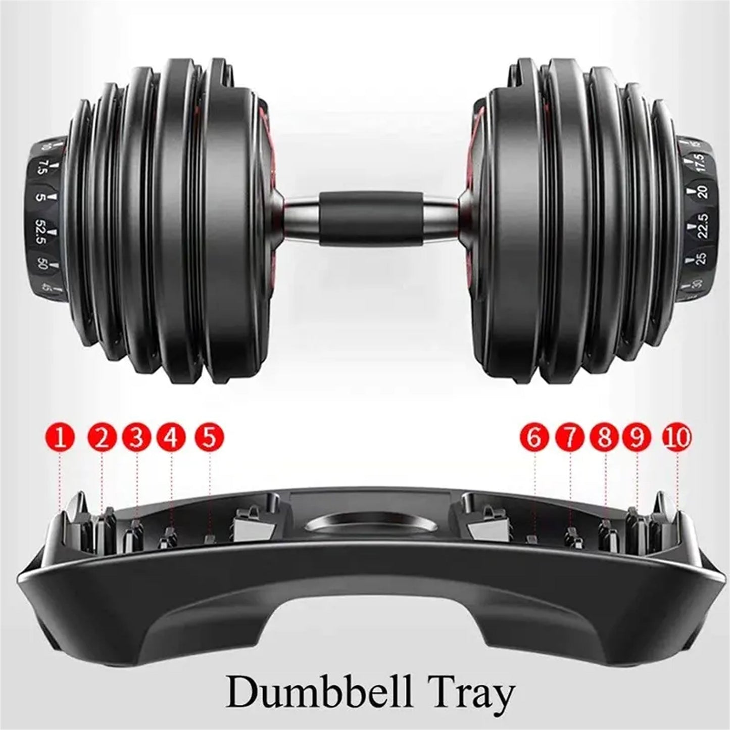 24kg Adjustable Dumbbells (15-in-1) – Steel & ABS Build, Quick Dial System, Compact for Home Gym Strength Training