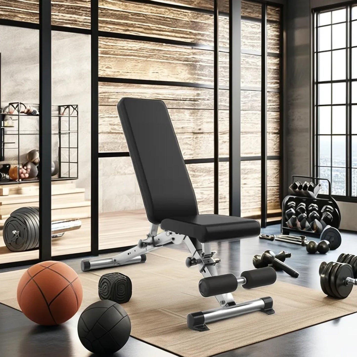 Adjustable Dip Station & Weight Bench with Rack – Strength Training & Core Workout Bench for Weightlifting, Full-Body Home Gym Exercises