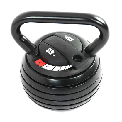 Adjustable Cast‑Iron Kettlebell 3.4–18 kg, Quick‑Lock – Home Gym Strength & Endurance