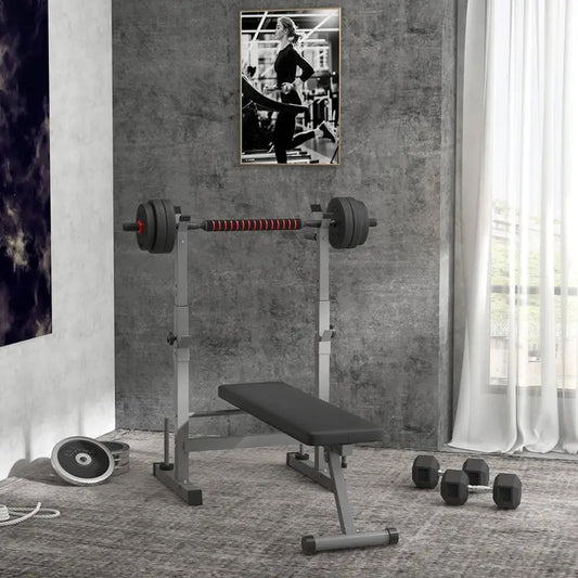 Adjustable Weight Bench – Heavy‑Duty Steel Frame, Foldable Utility Bench with Dip Station & Barbell Rack – Ideal for Strength Training at Home Gym