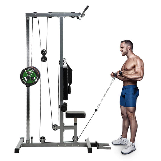 Adjustable High–Low Pulley Lat  Pulldown Machine with Padded Seat – Heavy‑Duty Cable Station for Home Gym