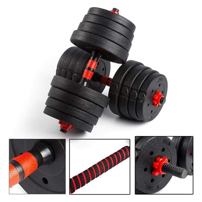 Adjustable Dumbbells & Barbell Set | Vinyl‑Coated 20–30 kg Strength Kit | 2‑in‑1 Combo for Home Gym Training