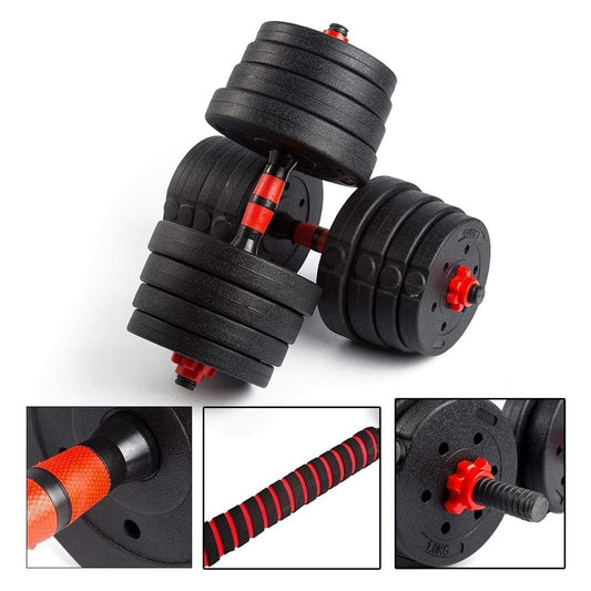 Adjustable Dumbbells & Barbell Set | Vinyl‑Coated 20–30 kg Strength Kit | 2‑in‑1 Combo for Home Gym Training