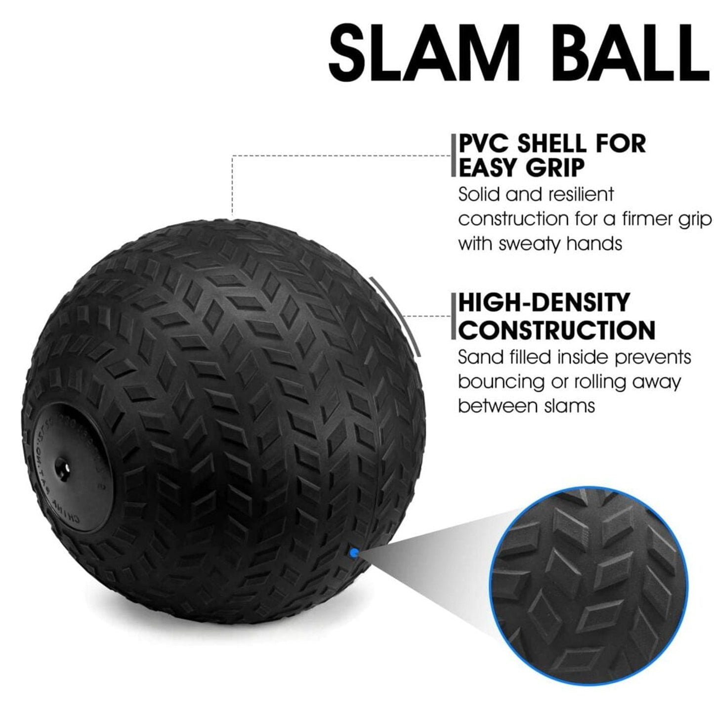 Adjustable Rubberized Slam Ball – Heavy‑Duty Treaded Core & Strength Training for Home Gym Workouts