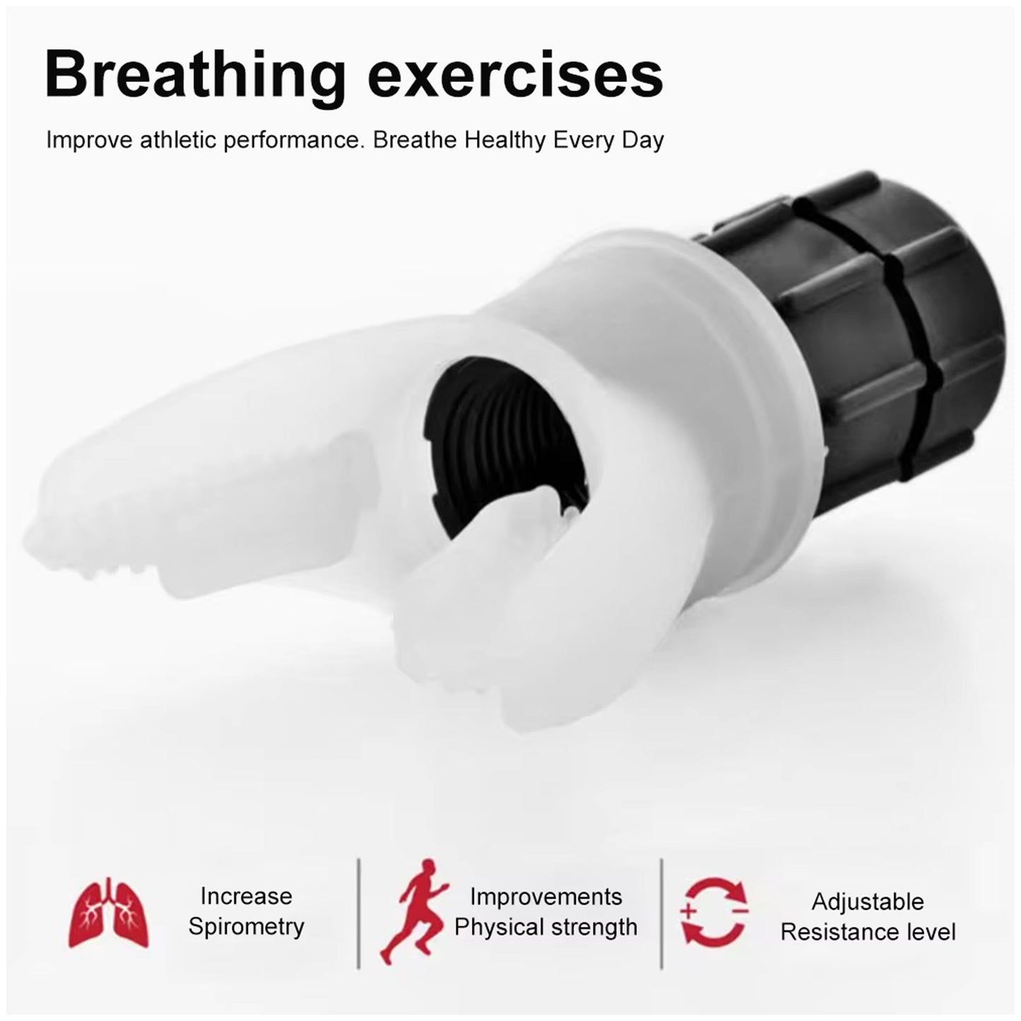Portable Breath Trainer Lung Exerciser – Adjustable Neoprene-Coated Respiratory Therapy Device for Stamina & Lung Capacity – Compact Home Fitness Respiratory Aid
