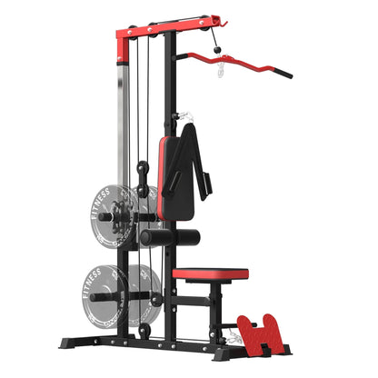 Adjustable High–Low Pulley Lat  Pulldown Machine with Padded Seat – Heavy‑Duty Cable Station for Home Gym