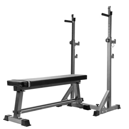 Heavy‑Duty Half Squat Rack – Adjustable Height & Width with Dip Station & Spotter Arms, 200 kg Load for Home Gym Strength Training