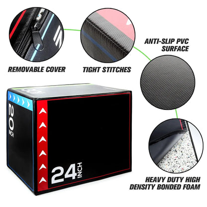 3‑in‑1 Soft Plyo Jump Box – Foam Stackable with Non‑Slip Surface for Home Gym & Strength Training