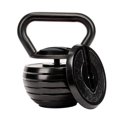 Adjustable Cast‑Iron Kettlebell 3.4–18 kg, Quick‑Lock – Home Gym Strength & Endurance