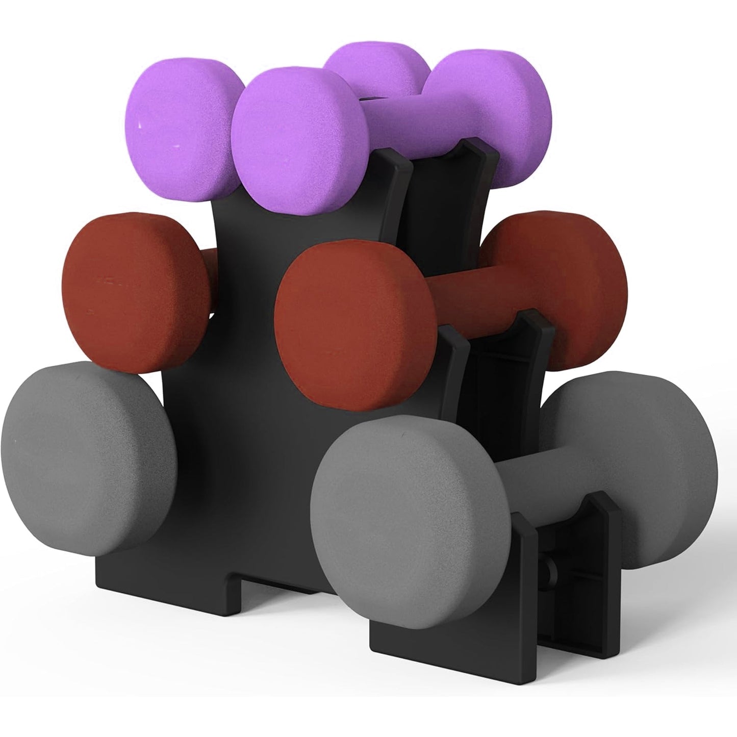 Neoprene Dumbbell Tree Rack Stand – 3/5 Tier Compact Dumbbell Holder | Vertical Steel Weight Rack with Rubber Feet | Neoprene Dumbbell Organizer for Home Gym Use