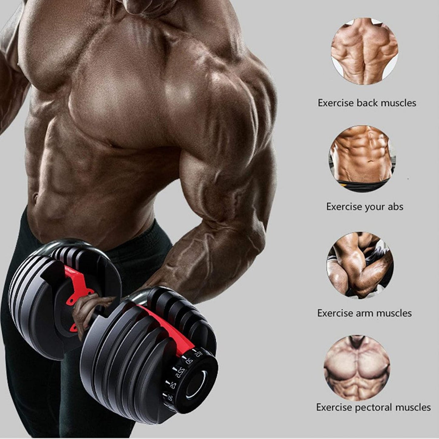 24kg Adjustable Dumbbells (15-in-1) – Steel & ABS Build, Quick Dial System, Compact for Home Gym Strength Training