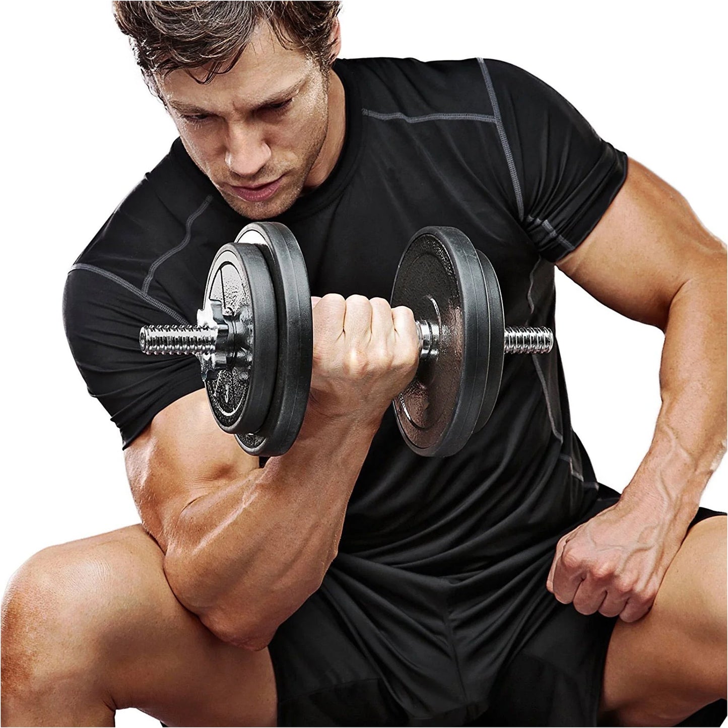 Adjustable Cast‑Iron Barbell & Dumbbell Set – 65 kg Weight Kit, Knurled Grip, 2‑in‑1 Strength Training for Home Gym