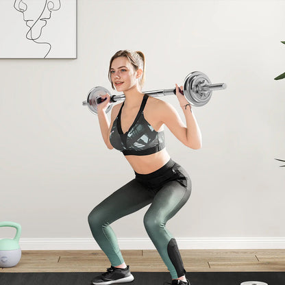 20kg Adjustable Dumbbell & Barbell Set – Cast Iron 2-in-1 Weights for Home Training