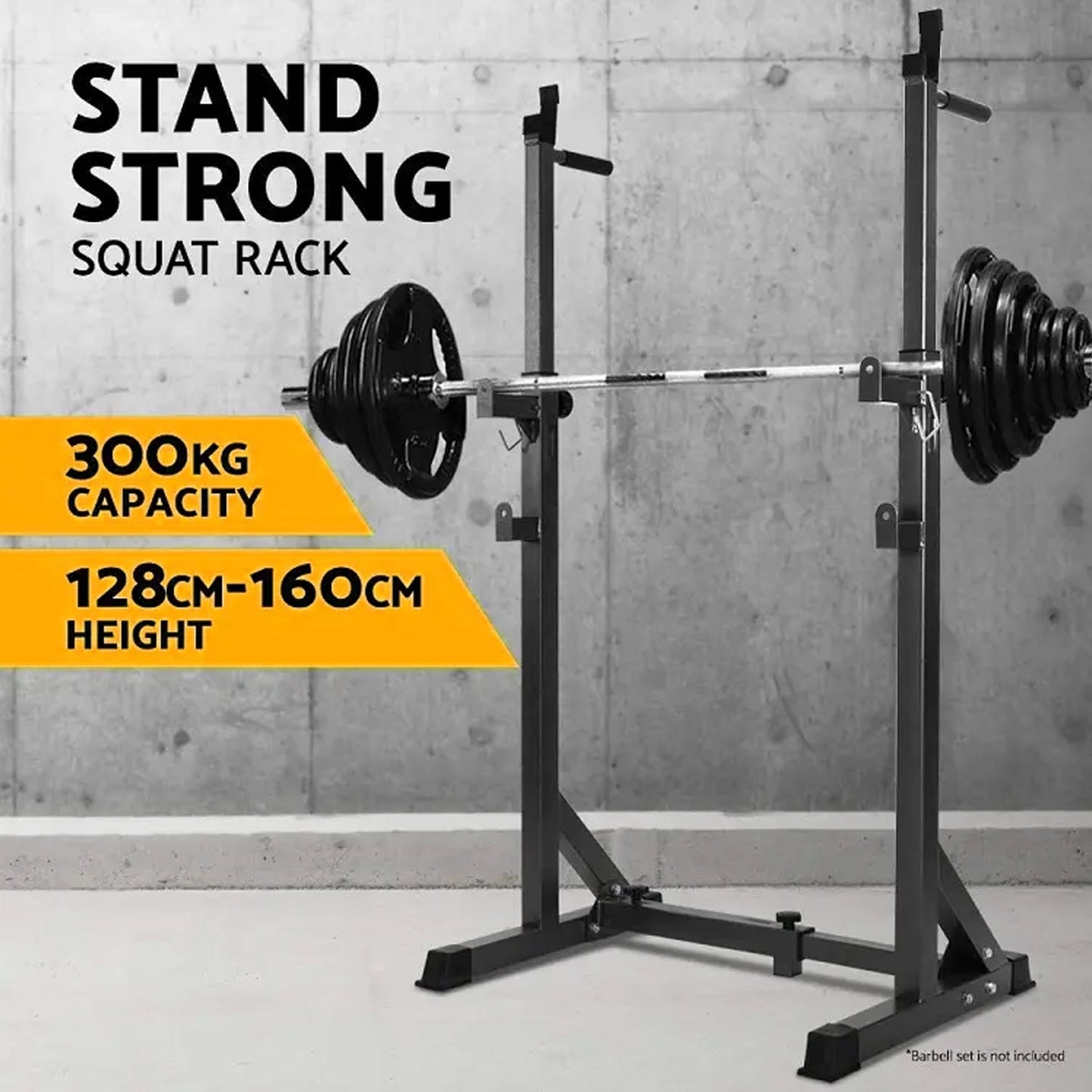 Heavy‑Duty Half Squat Rack – Adjustable Height & Width with Dip Station & Spotter Arms, 200 kg Load for Home Gym Strength Training