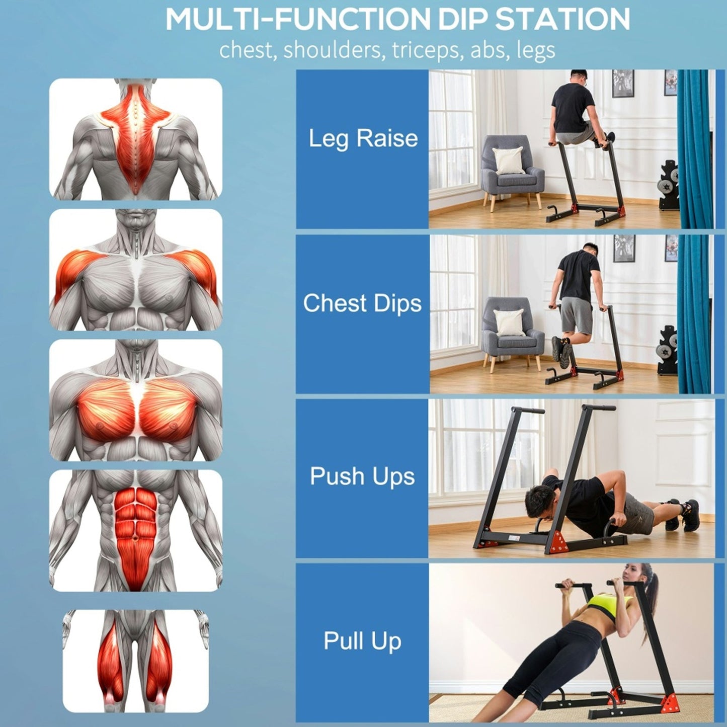 Heavy Duty Steel Dip Stand – Upper Body Trainer for Triceps, Chest & Core | Versatile Workout Equipment for Home Gyms