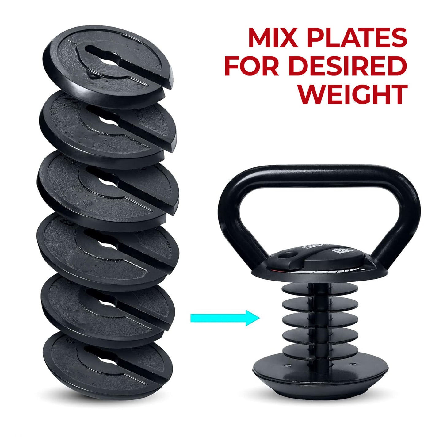 Adjustable Cast‑Iron Kettlebell 3.4–18 kg, Quick‑Lock – Home Gym Strength & Endurance