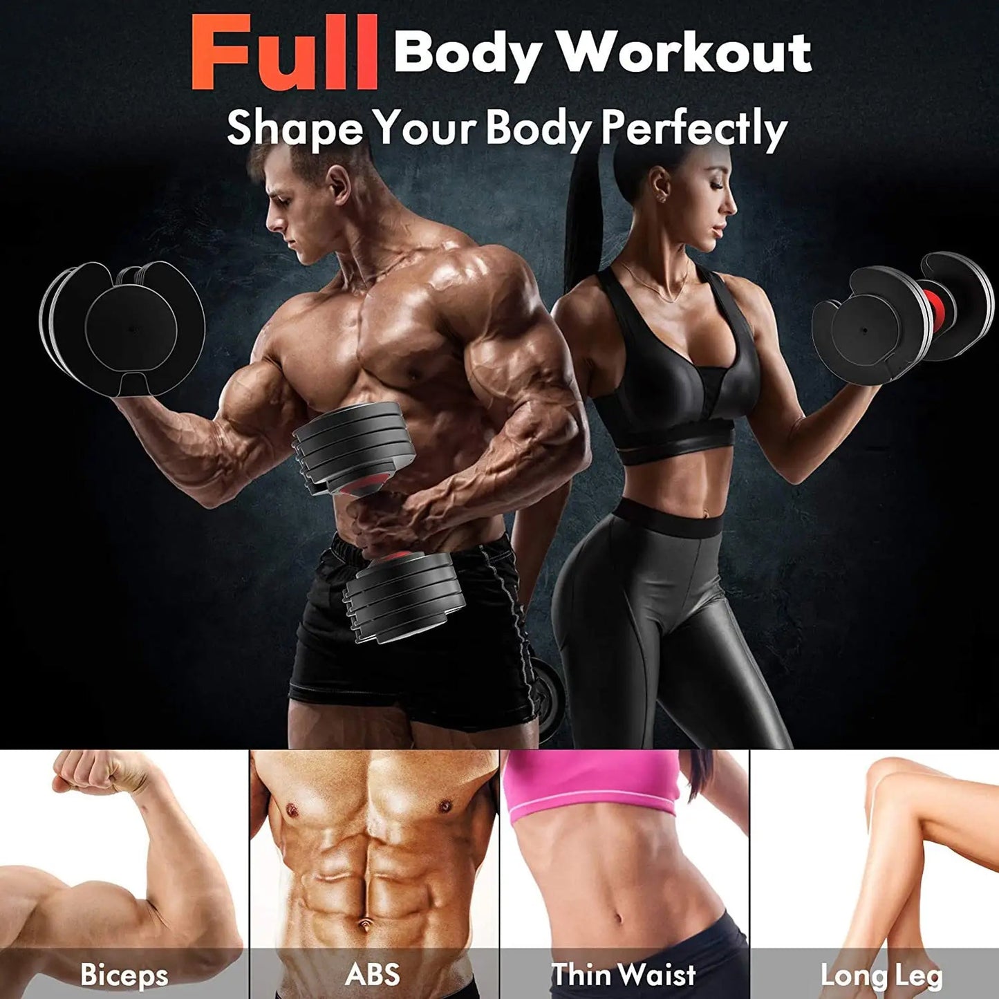 25 kg Adjustable Dumbbells Pair – Quick‑Dial Safety Lock, 10‑in‑1 Weight Range, Space‑Saving, Home Gym Strength Training