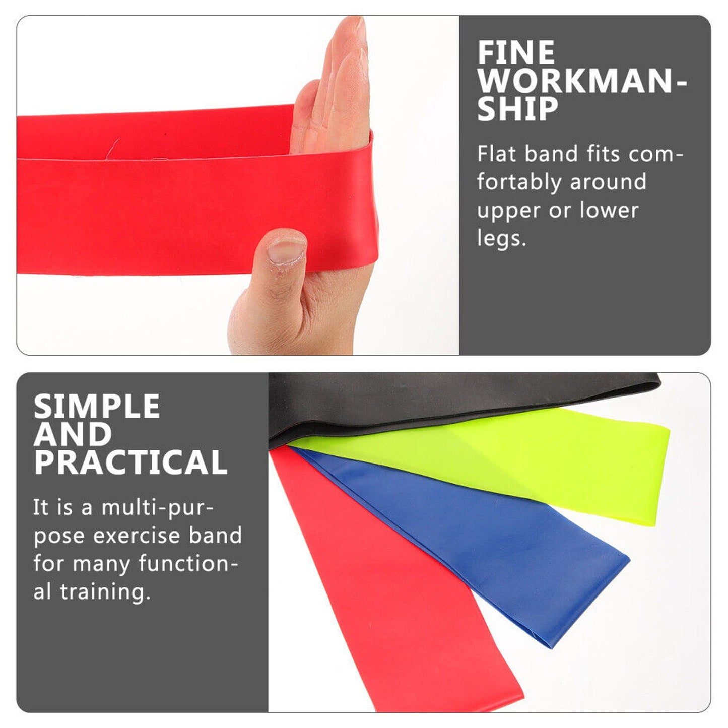 Resistance Loop Bands Set – Natural Latex, 5 Color-Coded Levels, Anti-Slip Grip, Home Fitness & Pilates