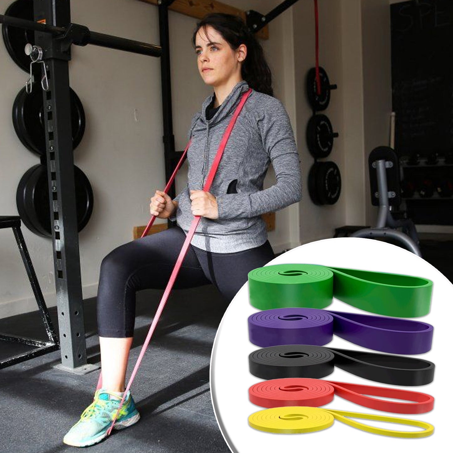 5‑Level Pull‑Up Assist Resistance Bands – Natural Latex, Multi‑Color Strength Training & Stretching Kit for Home Gym