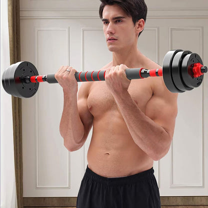 Adjustable Dumbbells & Barbell Set | Vinyl‑Coated 20–30 kg Strength Kit | 2‑in‑1 Combo for Home Gym Training