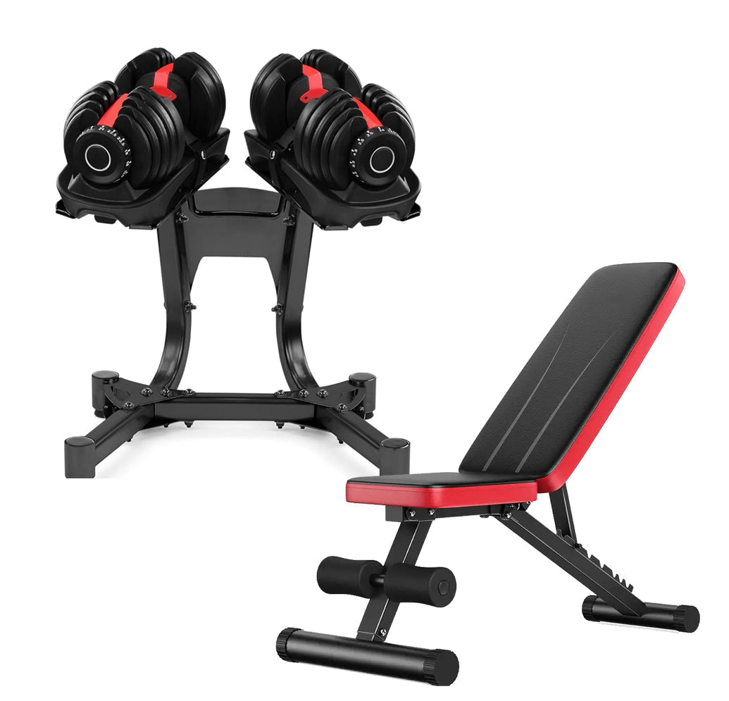 24kg Adjustable Dumbbells (15-in-1) – Steel & ABS Build, Quick Dial System, Compact for Home Gym Strength Training