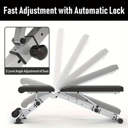 Adjustable Dip Station & Weight Bench with Rack – Strength Training & Core Workout Bench for Weightlifting, Full-Body Home Gym Exercises