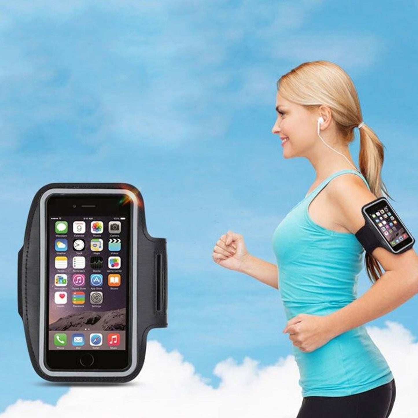 Waterproof Running Armband Phone Holder – Elastic Fit Up to 7, Reflective strips for Home & Outdoor Fitness