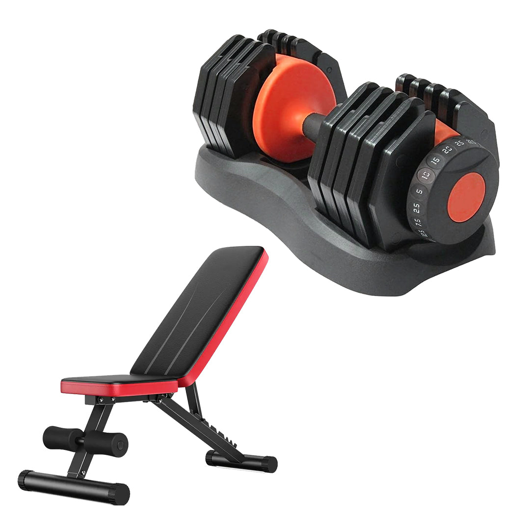 24kg Adjustable Dumbbells (15-in-1) – Steel & ABS Build, Quick Dial System, Compact for Home Gym Strength Training