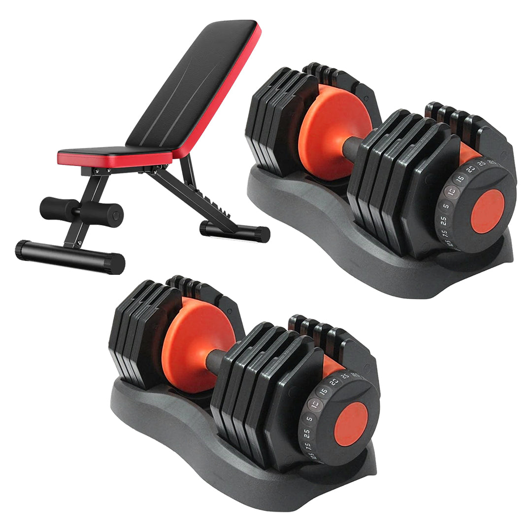 24kg Adjustable Dumbbells (15-in-1) – Steel & ABS Build, Quick Dial System, Compact for Home Gym Strength Training
