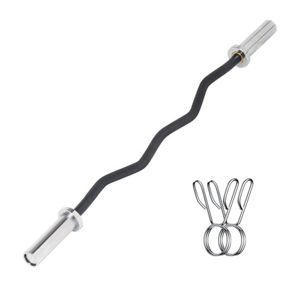 47″ Chrome Curl Bar with Non‑Slip Grip & 2″ & Sleeves Olympic EZ Curl Barbell – Dual‑Angle for Biceps, Triceps & Strength Training in Home Gym