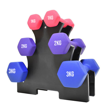 Neoprene Dumbbell Tree Rack Stand – 3/5 Tier Compact Dumbbell Holder | Vertical Steel Weight Rack with Rubber Feet | Neoprene Dumbbell Organizer for Home Gym Use