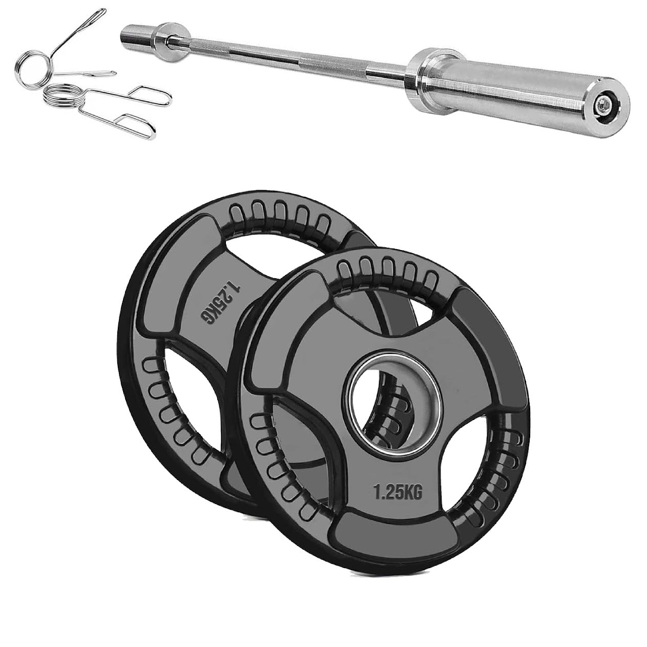 Olympic Tri-Grip Weight Plate – Rubber-Coated Cast Iron, 2-Hole Design for Barbell & Dumbbell Training
