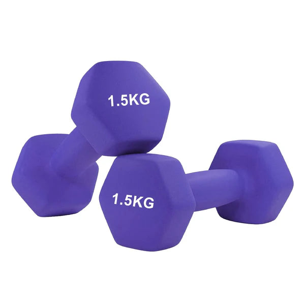 Anti-Roll Non-Slip Neoprene Dumbbell Weights | Hex Neoprene Dumbbells Set | Available in Singles, Pairs & Sets | Comfortable Grip for Home & Gym Workouts
