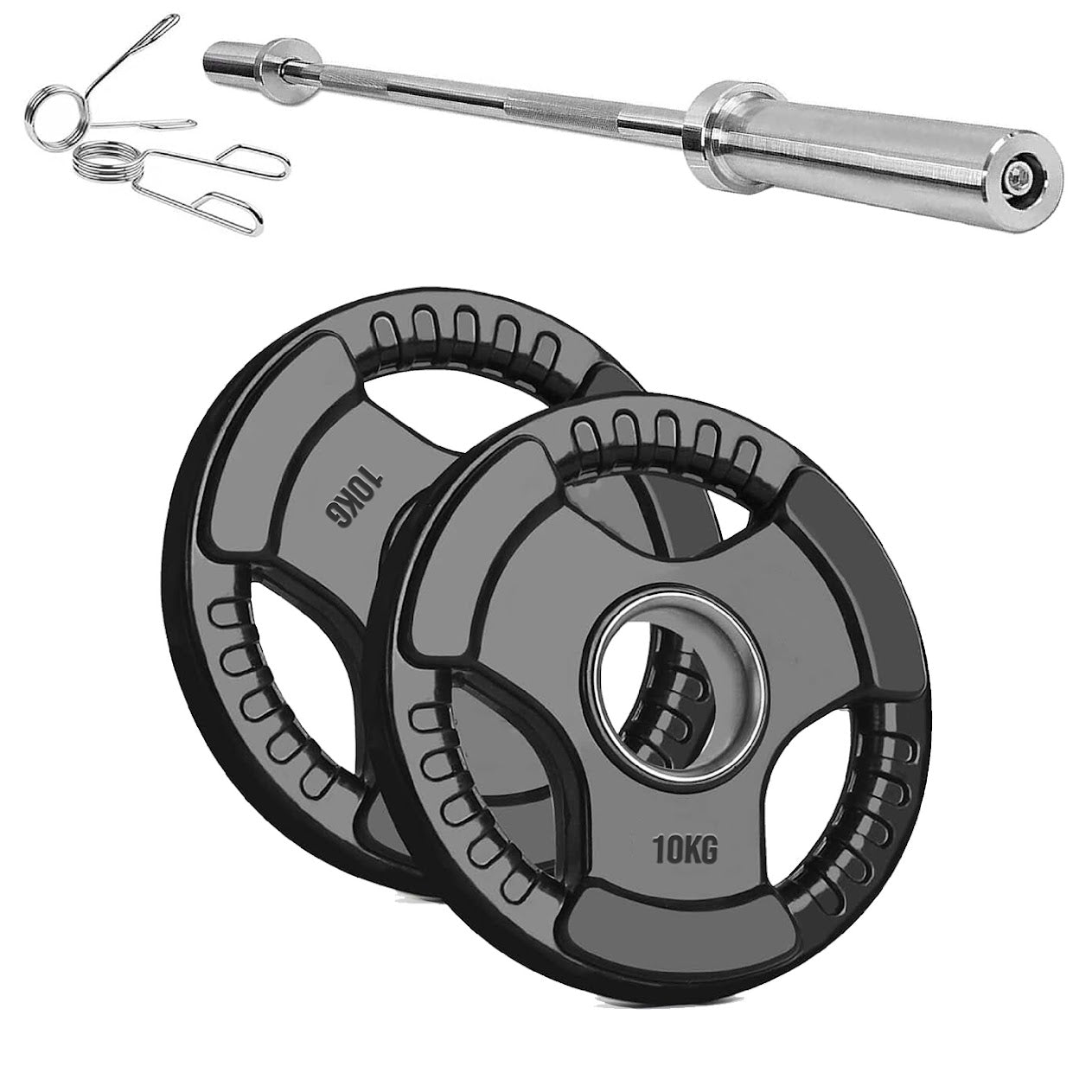 Olympic Tri-Grip Weight Plate – Rubber-Coated Cast Iron, 2-Hole Design for Barbell & Dumbbell Training