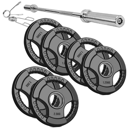 Olympic Tri-Grip Weight Plate – Rubber-Coated Cast Iron, 2-Hole Design for Barbell & Dumbbell Training