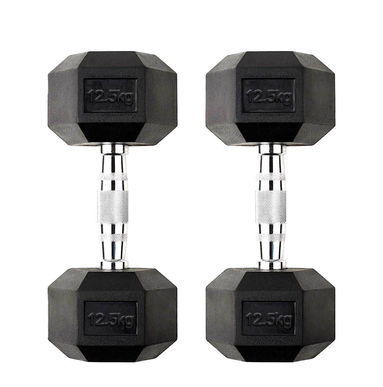 Hex Dumbbells Pairs & Sets (2.5kg–60kg) – Rubber-Coated, Anti-Roll, Steel Knurled Grip – Strength Training Weights for Home Gym or Studio