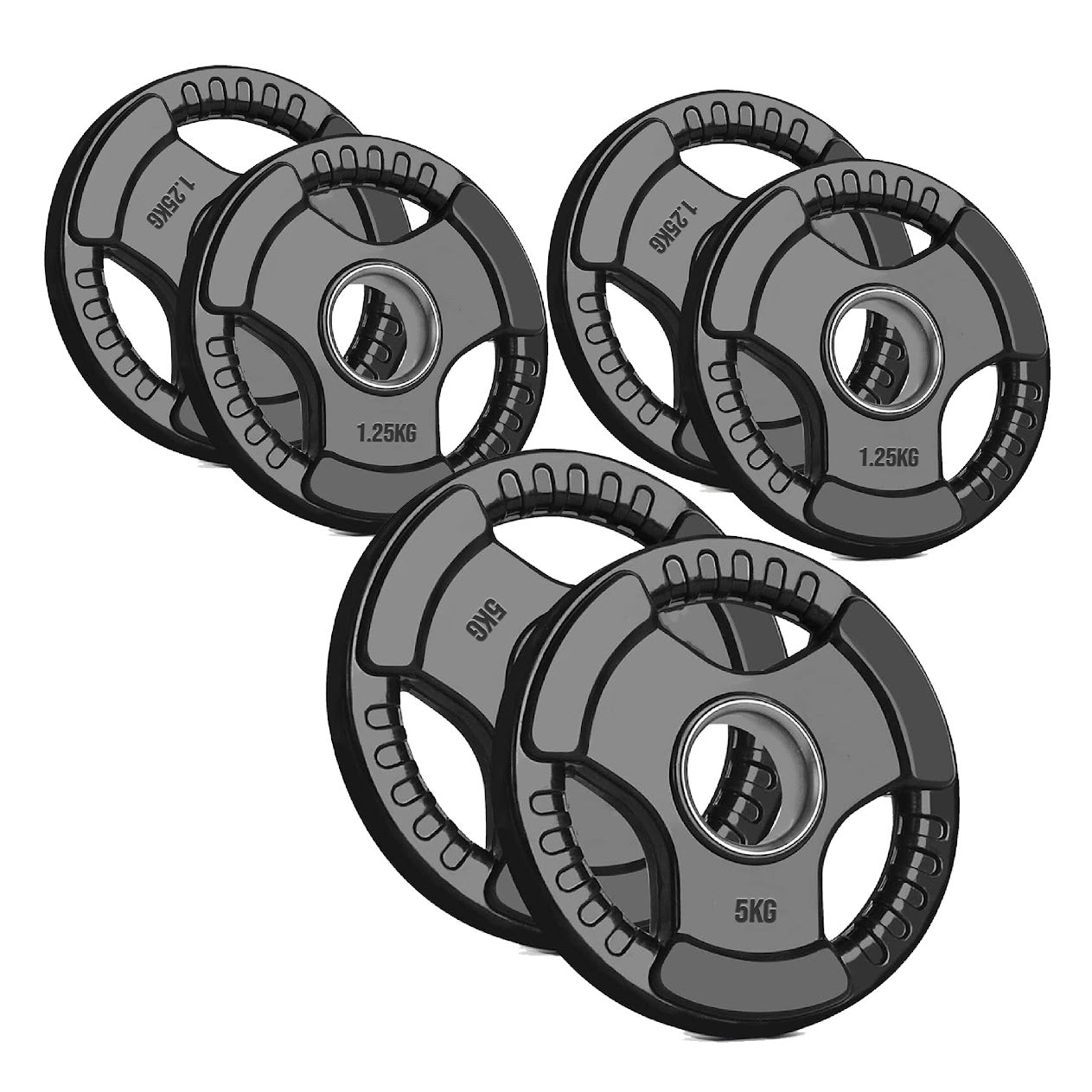 Olympic Tri-Grip Weight Plate – Rubber-Coated Cast Iron, 2-Hole Design for Barbell & Dumbbell Training