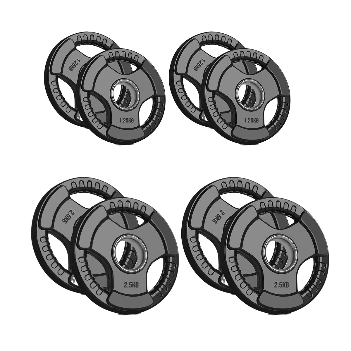 Olympic Tri-Grip Weight Plate – Rubber-Coated Cast Iron, 2-Hole Design for Barbell & Dumbbell Training