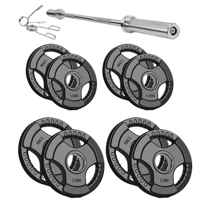 Olympic Tri-Grip Weight Plate – Rubber-Coated Cast Iron, 2-Hole Design for Barbell & Dumbbell Training