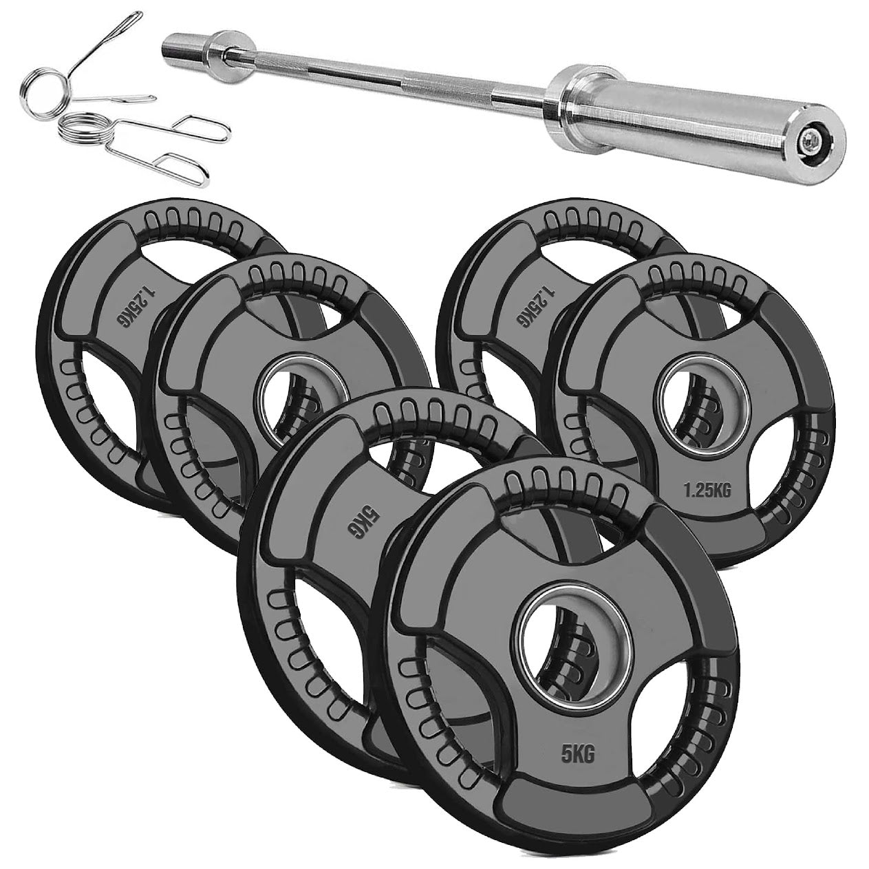 Olympic Tri-Grip Weight Plate – Rubber-Coated Cast Iron, 2-Hole Design for Barbell & Dumbbell Training