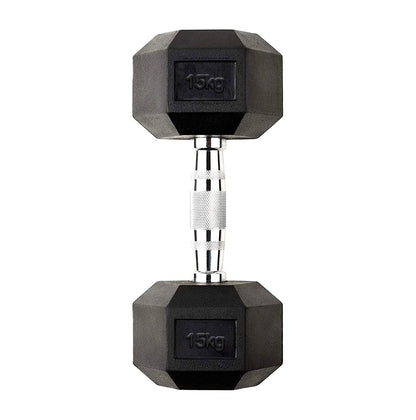 Hex Dumbbells Pairs & Sets (2.5kg–60kg) – Rubber-Coated, Anti-Roll, Steel Knurled Grip – Strength Training Weights for Home Gym or Studio