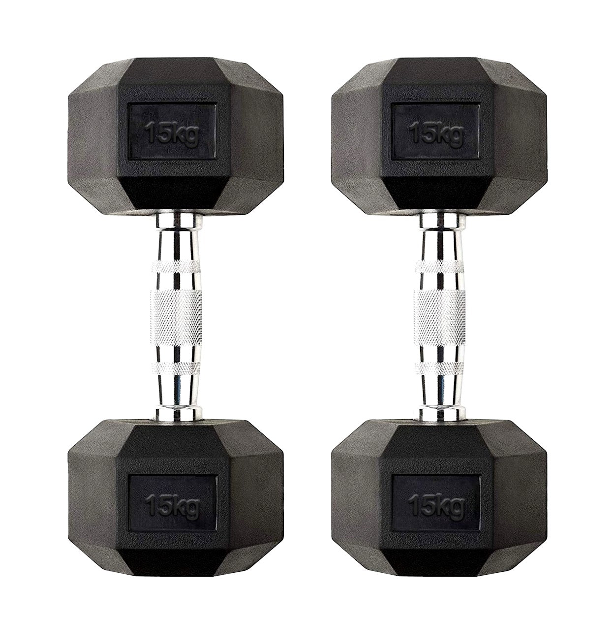 Hex Dumbbells Pairs & Sets (2.5kg–60kg) – Rubber-Coated, Anti-Roll, Steel Knurled Grip – Strength Training Weights for Home Gym or Studio